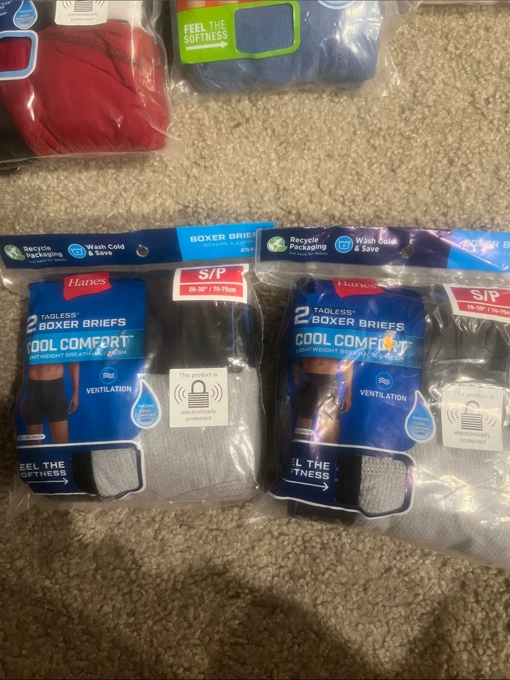 Hanes Cool Comfort Men’s Tagless Boxer Briefs - Gray & Black (2-Pack, 2 Packs)